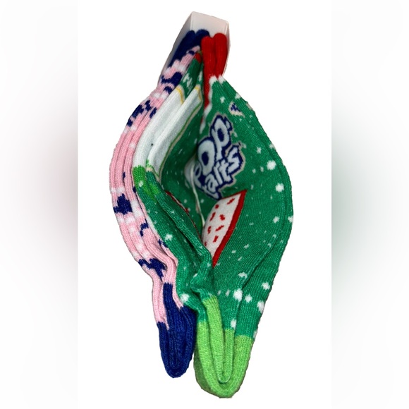 Pop Tarts Crew Socks 2 Pair Men 8-12 Green Blue Pink White w Logo NEW Christmas - Picture 6 of 10